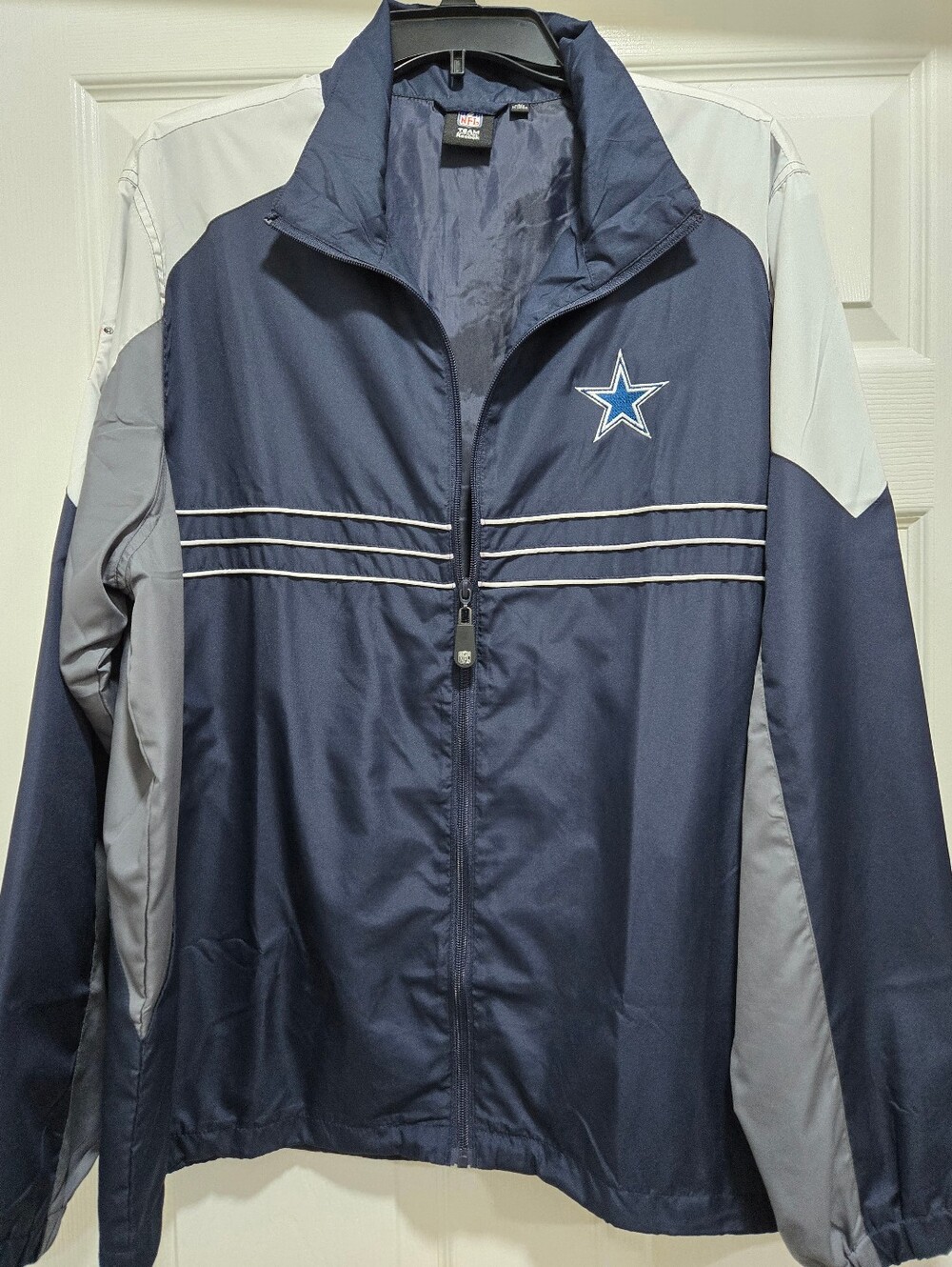 Dallas Cowboys Zip Windbreaker Jacket Size L Blue Reebok Sports Illustrated EUC!